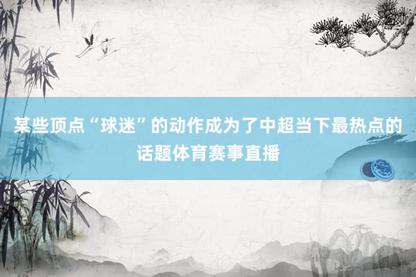 某些顶点“球迷”的动作成为了中超当下最热点的话题体育赛事直播